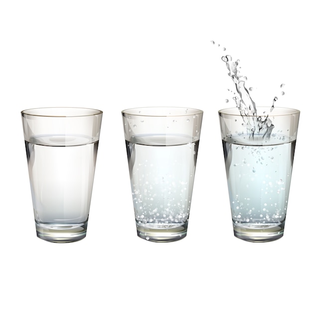 Set di occhiali da acqua realistici con diverse azioni