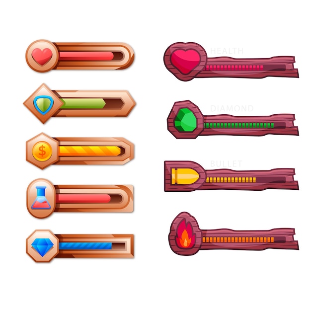 Set di oggetti vettoriali di pixel art minimalisti isolati Pixel game buttons Video nostalgico gioco pixe