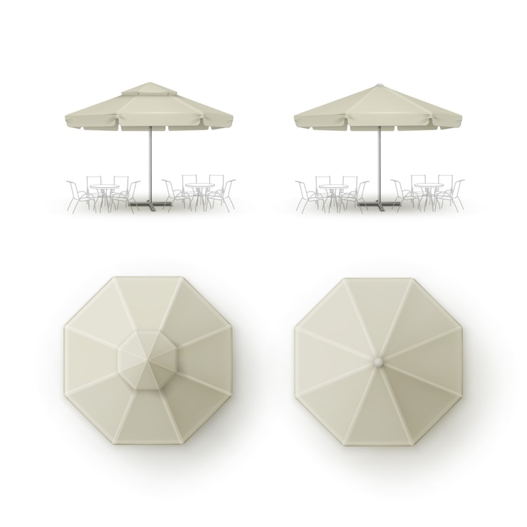 Vettore set di ombrellone beige patio outdoor beach cafe bar