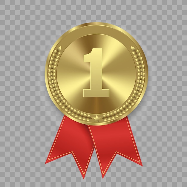 Set di oro, bronzo e argento. Medaglie premio isolate su sfondo trasparente.