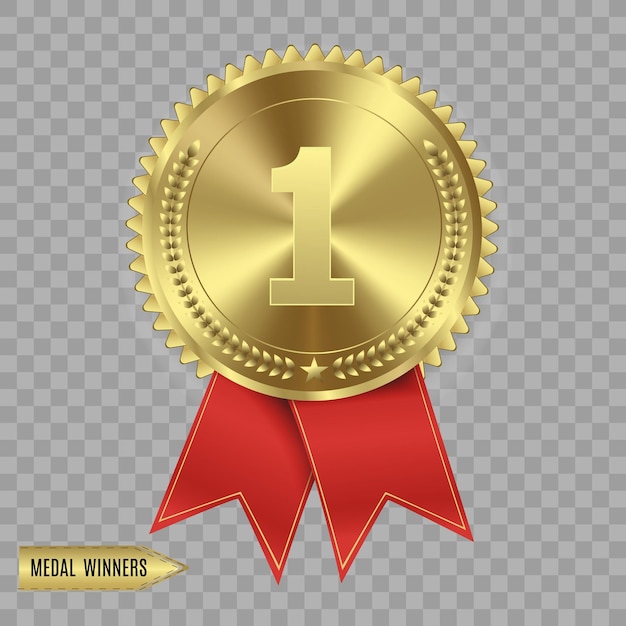 Set di oro, bronzo e argento. Medaglie premio isolate su sfondo trasparente.