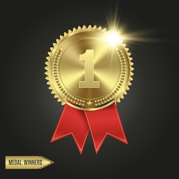 Set di oro, bronzo e argento. Medaglie premio isolate su sfondo trasparente.
