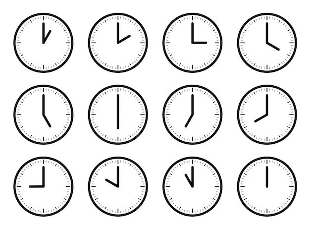 Set di orologi con orari diversi Ore del giorno