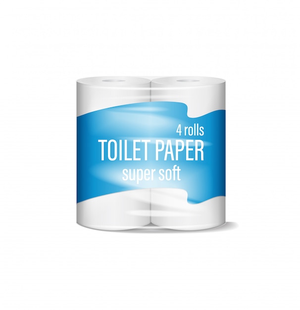 Set di pacchi di carta igienica. Imballaggi in plastica di carta igienica super morbida 4 rotoli di carta di cellulosa naturale all'interno