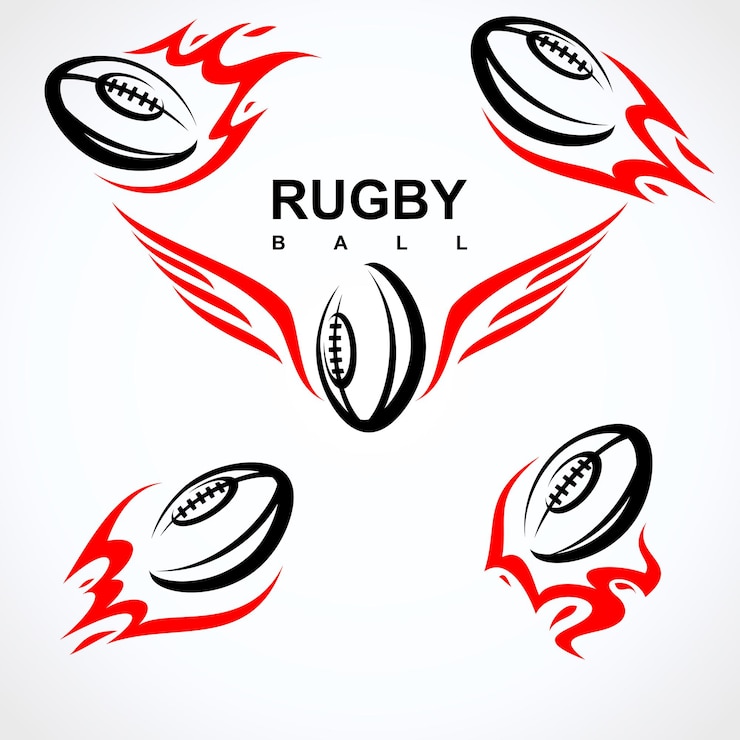 Vettore set di palle da rugby collezione di icone di rugby vettore