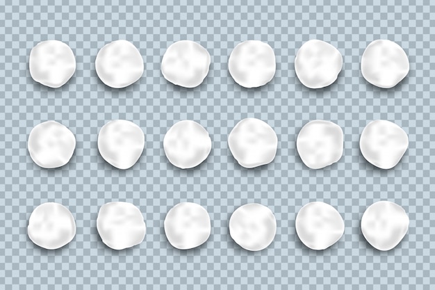 set di palle di neve realistiche per la decorazione del modello e il layout sullo sfondo trasparente. Concetto di buon Natale e felice anno nuovo.