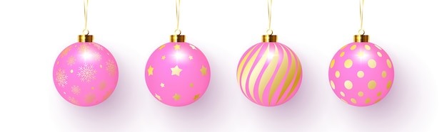 Set di palline di Natale rosa