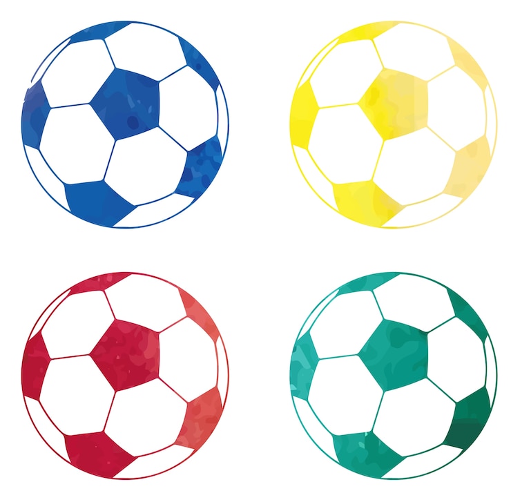 Vettore set di palloni da calcio ad acquerello.