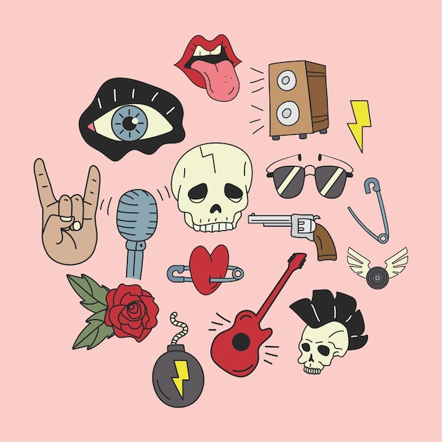 set di patch rock and roll