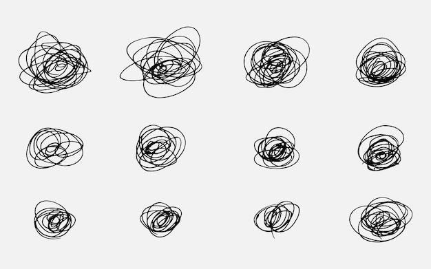 set di penna e scarabocchio abbozzati doodle isolati su sfondo bianco, illustrazione vettoriale disegnata a mano