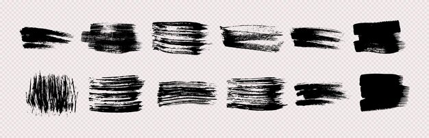 Set di pennellate grunge nere
