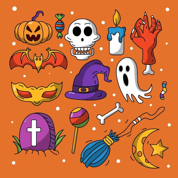 Set di personaggi dei cartoni animati di Halloween