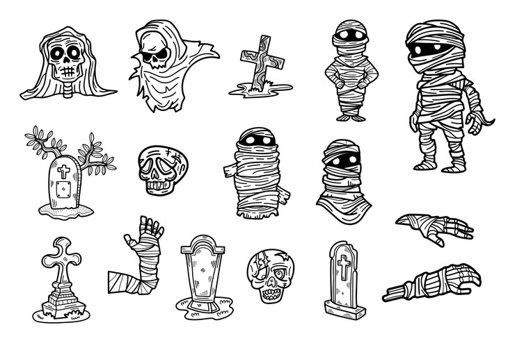 set di personaggi di halloween illustratore piatto sullo sfondo