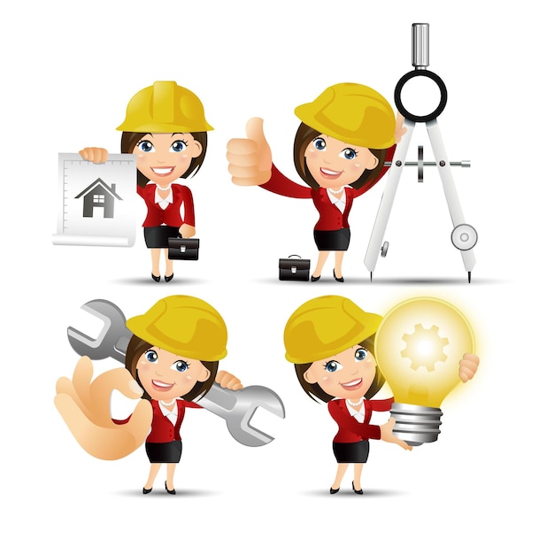 Set di persone Set di professioni da ingegnere