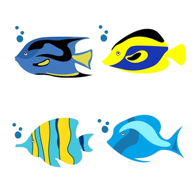 Set di pesci colorati Pesce sott'acqua