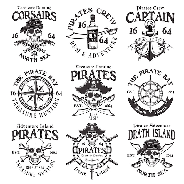 Set di pirati di emblemi d'epoca