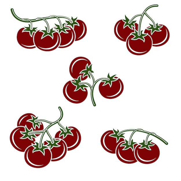 Set di pomodori Icona di raccolta vettore di pomodoro