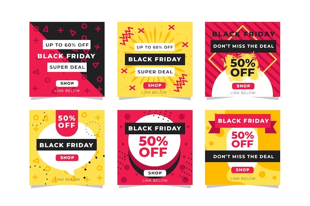 Set di post instagram del black friday