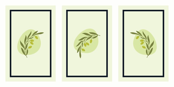 Set di poster artistici di rami di ulivo