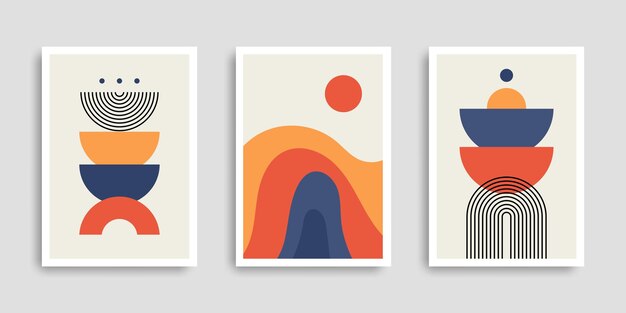 Set di poster contemporanei astratti con forme geometriche Arte murale minimalista
