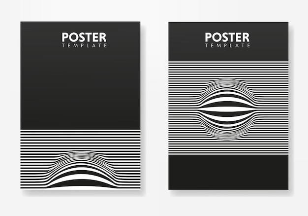 Set di poster dal design geometrico minimo, modello vettoriale con elementi di linee, stile moderno hipster
