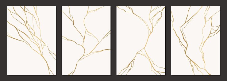 Set di poster design oro kintsugi