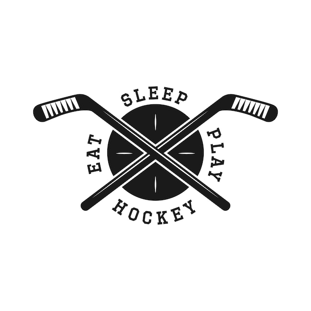 Set di poster o stampa dell'etichetta del distintivo del logo dell'emblema dell'hockey di sport invernali retrò vintage