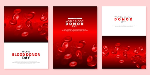Set di poster per la giornata mondiale del donatore di sangue vettoriale