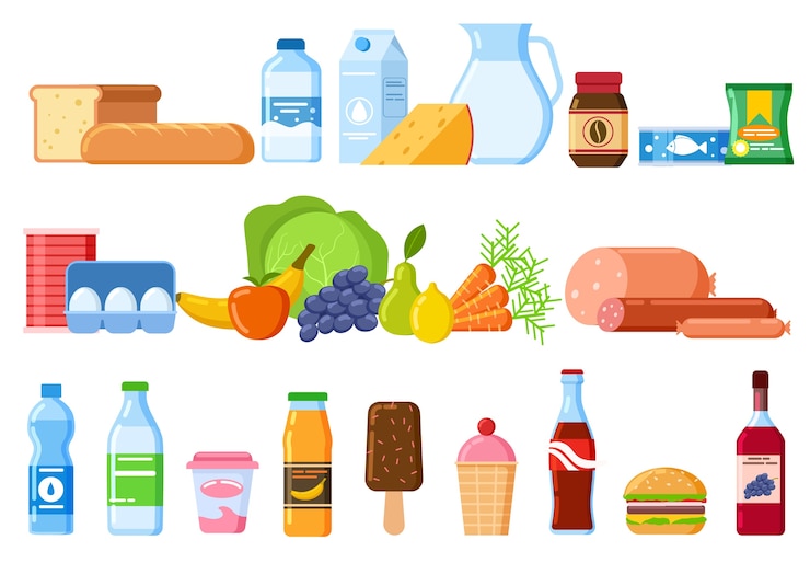 Vettore set di prodotti alimentari