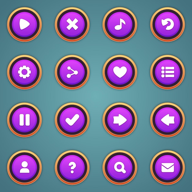 Set di pulsanti verdi per giochi mobili interfaccia di gioco cartone animato ui pulsanti set di gioco ui pulsanti kit
