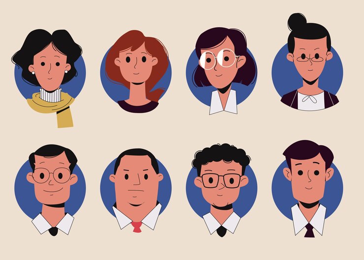 Set di raccolta di avatar di impiegati maschi e femmine