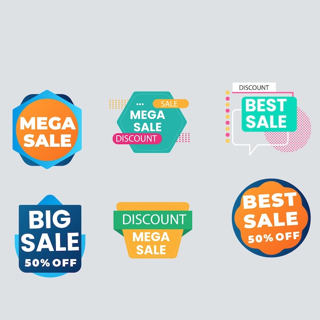 Set di raccolta di etichette di vendita Set di banner di nastro e adesivi di etichetta offerta di vendita e annuncio di vendita di badge tag