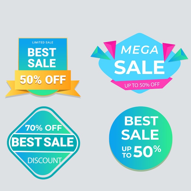 Set di raccolta di etichette di vendita Set di banner di nastro e adesivi di etichetta offerta di vendita e annuncio di vendita di badge tag