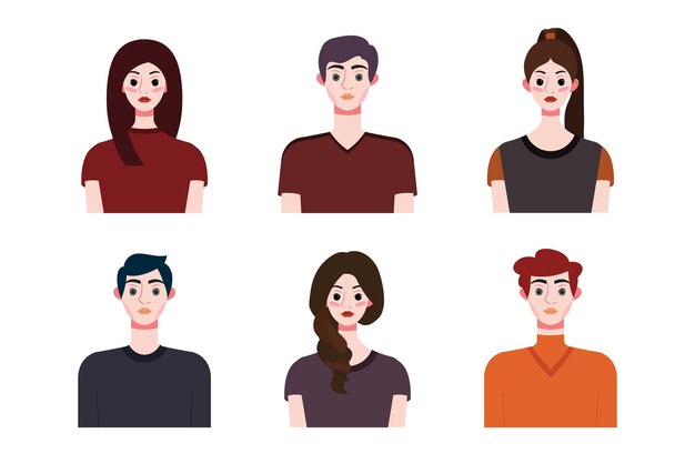 Set di raccolta di persone avatar design caratteri per social media e networking website app