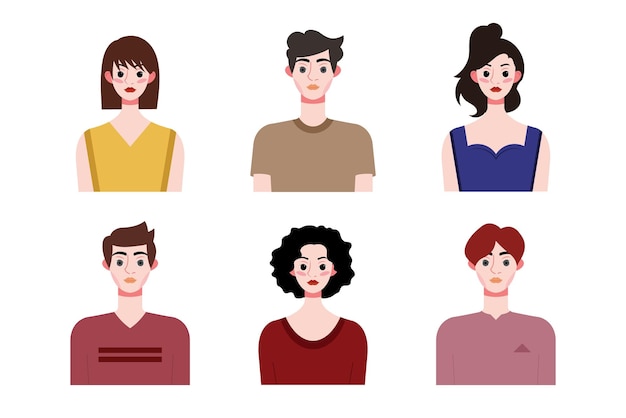 Set di raccolta di persone avatar design caratteri per social media e networking website app