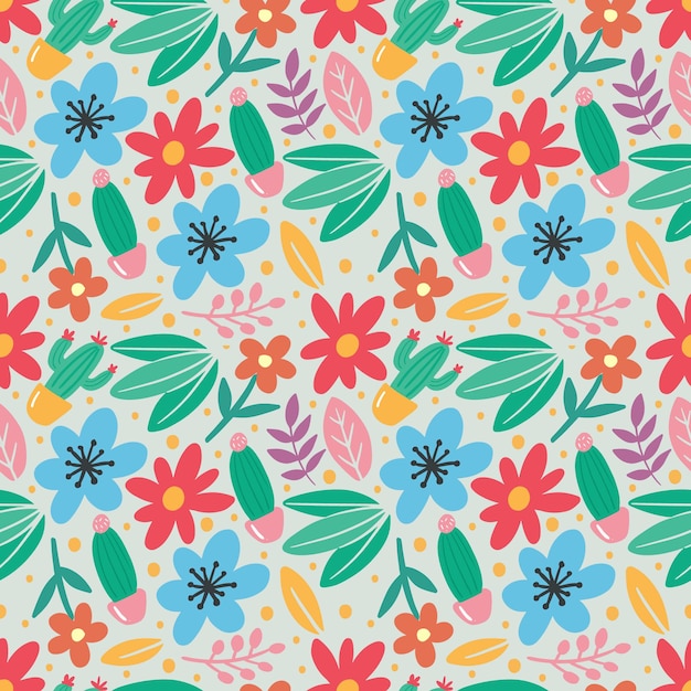 Set di raccolta di piante a foglia e fiori con motivo colorato