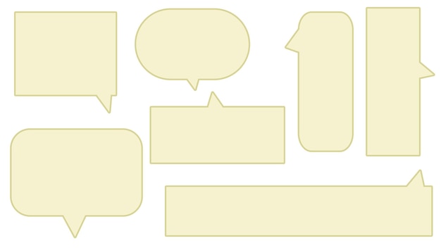 Set di raccolta di simpatici dialoghi gialli con nuvoletta e casella di messaggi