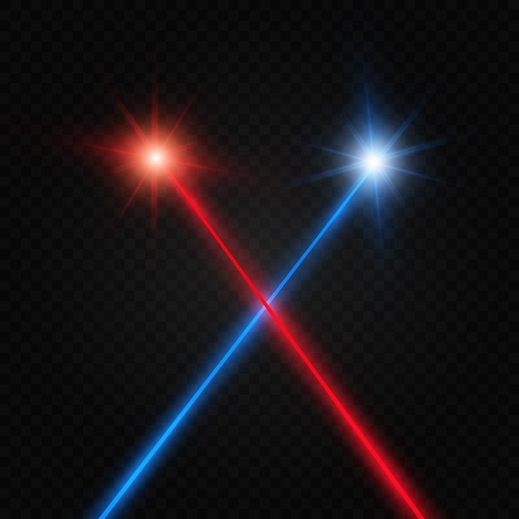 Vettore set di raggi laser di colori astratti. trasparente è isolato su uno sfondo nero.