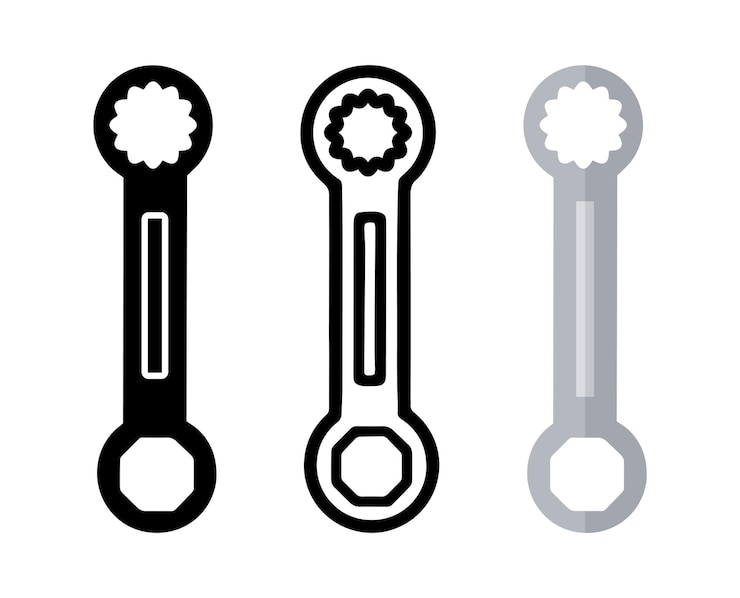 Vettore set di ratchet spanner doodle cartone animato illustrazione vettoriale
