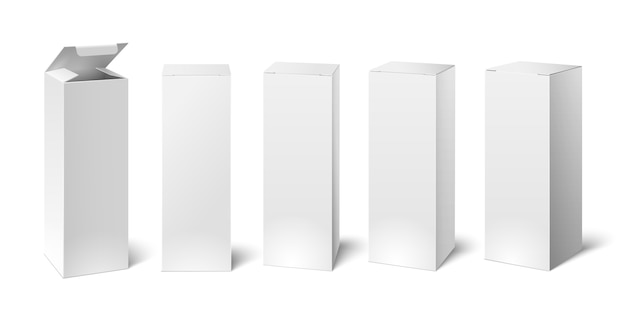 Set di realistico rettangolare cartone alto verticale confezione cosmetica o medica