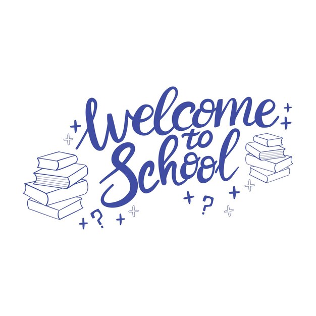 Set di rifornimenti scolastici composizione Torna a scuola lettering materie per lo studio dei bambini