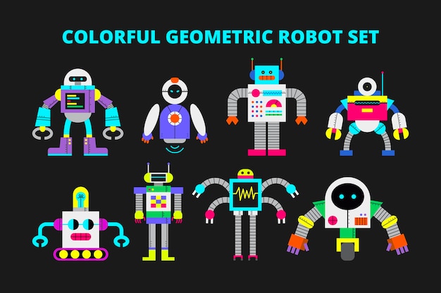 Set di robot geometrici colorati