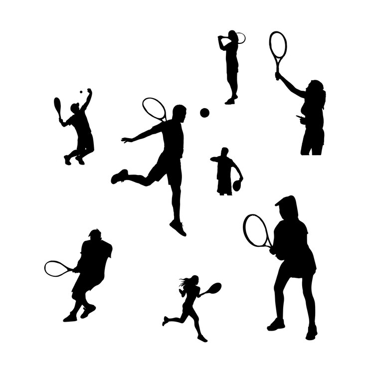Set di sagome di giocatori di tennis