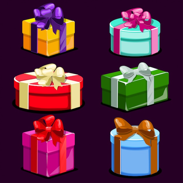 Set di scatole regalo colorate di cartone animato