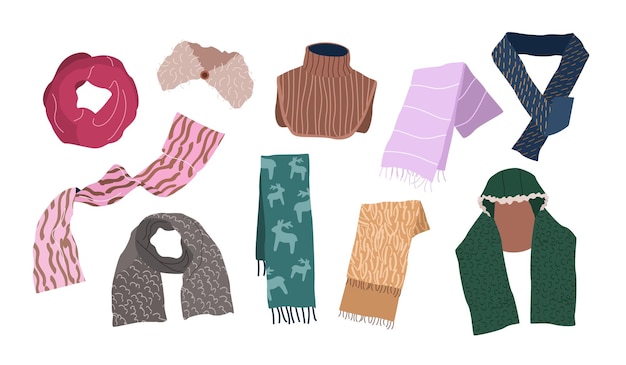 Set di sciarpe invernali sciarpe di cotone a maglia in lana, muffler, snood tippet per uomini, donne e bambini