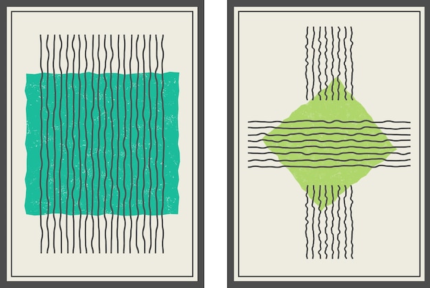 Set di sfondi per poster e stampe di interior design Stile minimalista di forme geometriche deforme distorte Composizione astratta in stile piatto