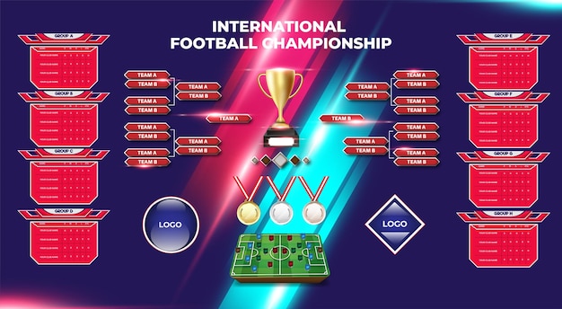 Set di sfondo della trasmissione del campionato di calcio con tavolo da calcio