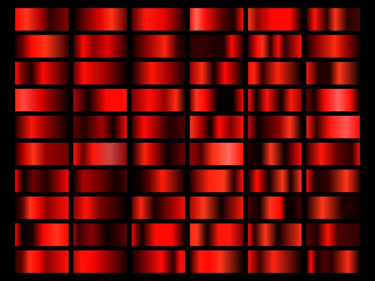 Vettore set di sfondo texture lamina rossa. modello sfumato in metallo. illustrazione vettoriale.