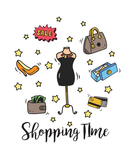 set di shopping doodle