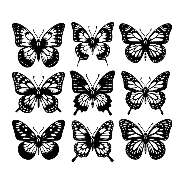 set di silhouette di farfalla